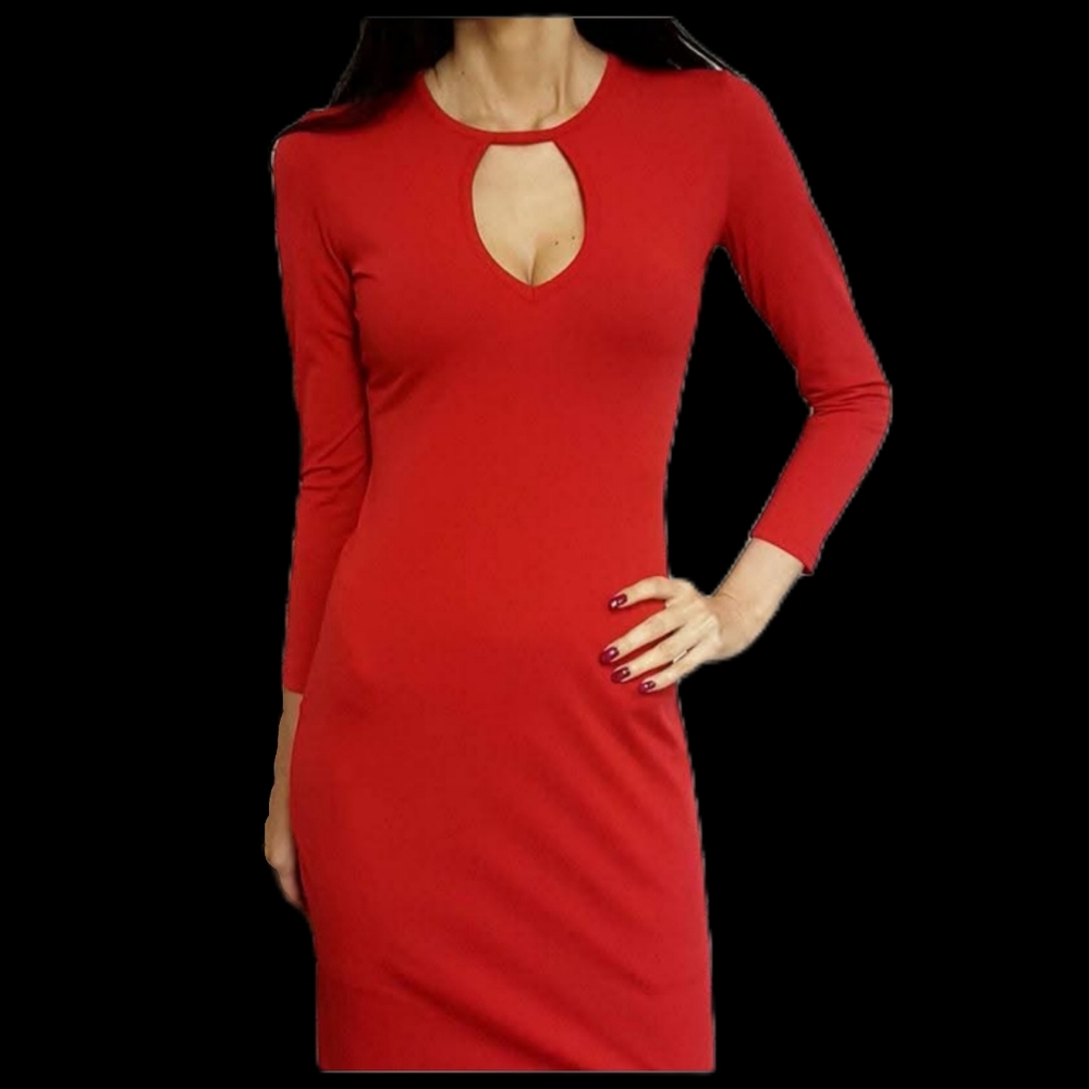 Sexy Red Long Sleeve Bodycon Dress